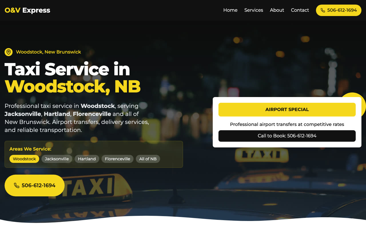Taxi Service Website — screenshot
