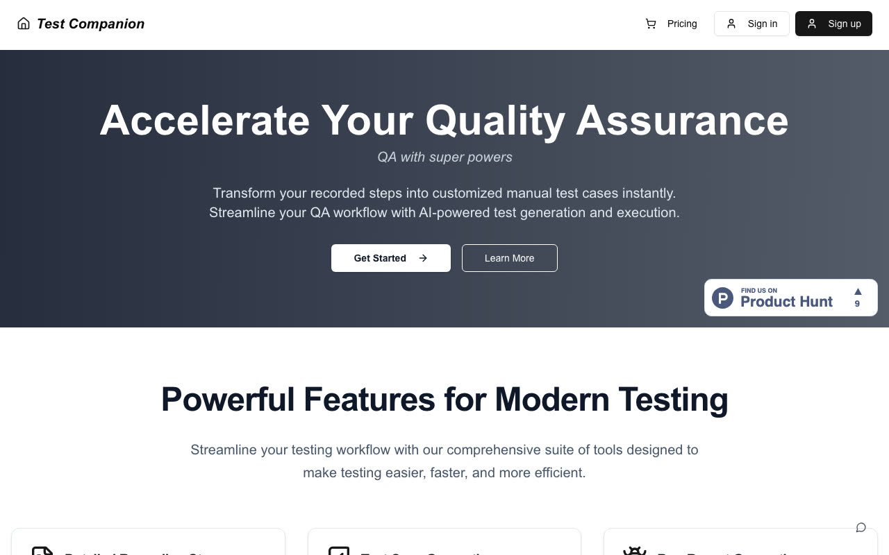 Test Companion — screenshot